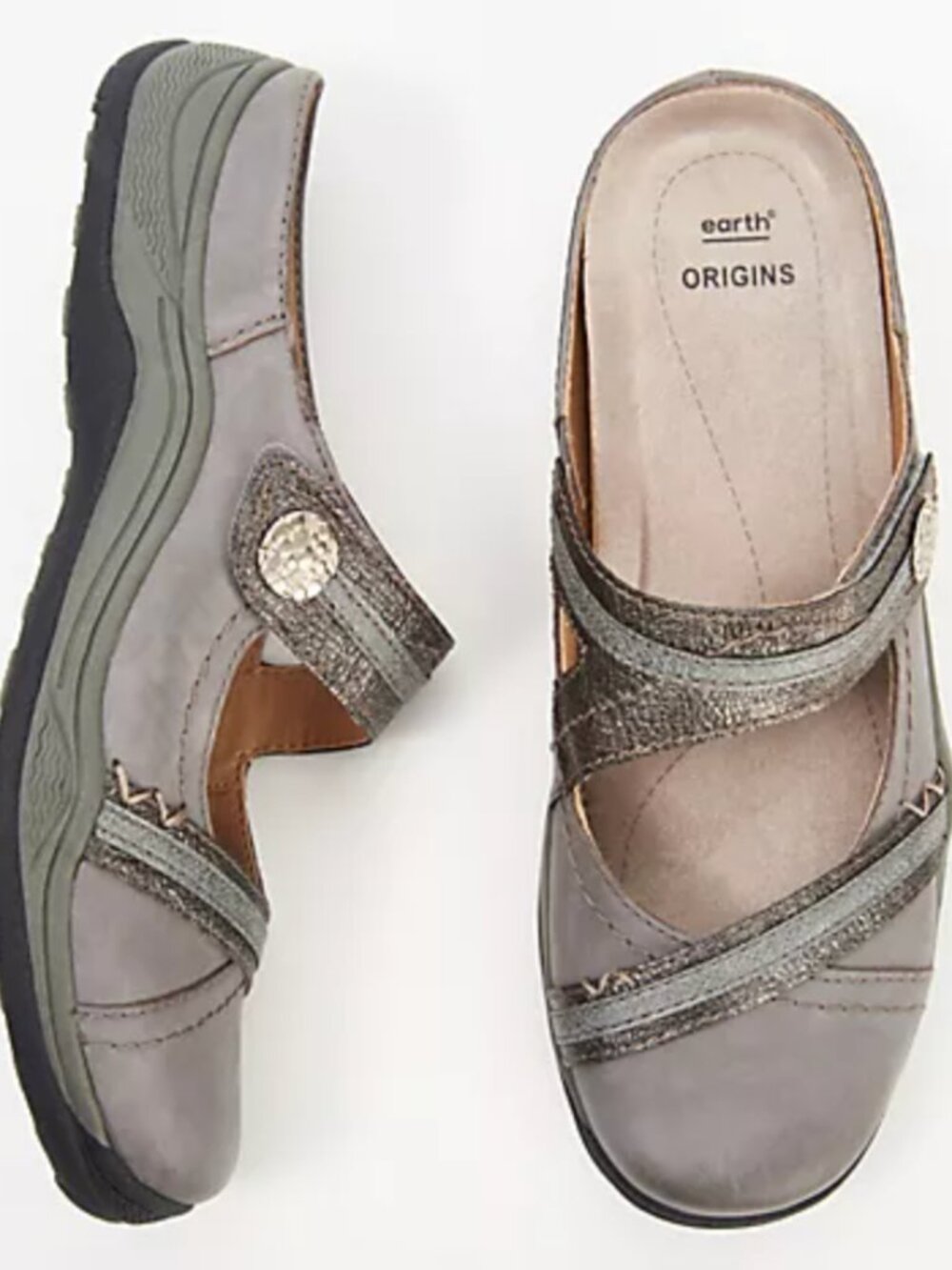Earth Origins Clara Chloe Taupe Tan Strap Comfort Slide Mules Size 9 - Picture 5 of 5